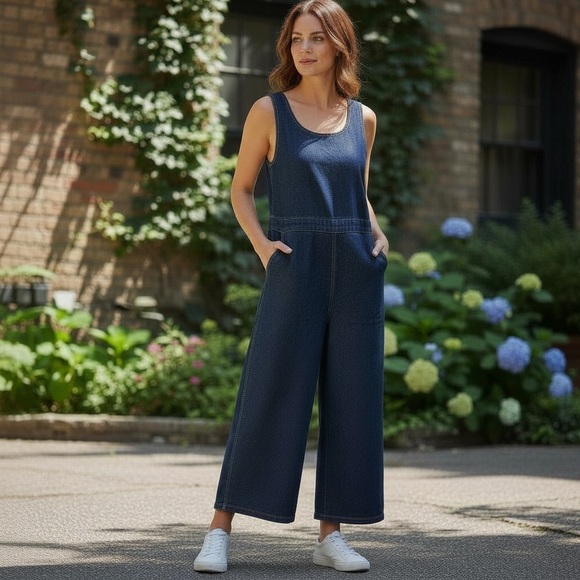 Vintage Robyn Reynolds Jeans Dark Denim Romper Jumpsuit Womens New Zealand 10 - Picture 1 of 8